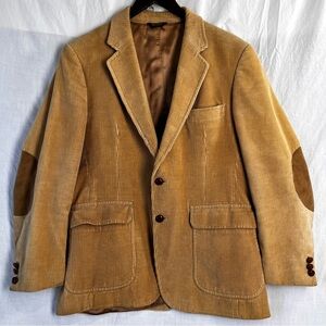Vintage Corduroy Elbow Patch Brookford 2 Button Mens Jacket Tan Sport Coat 40R